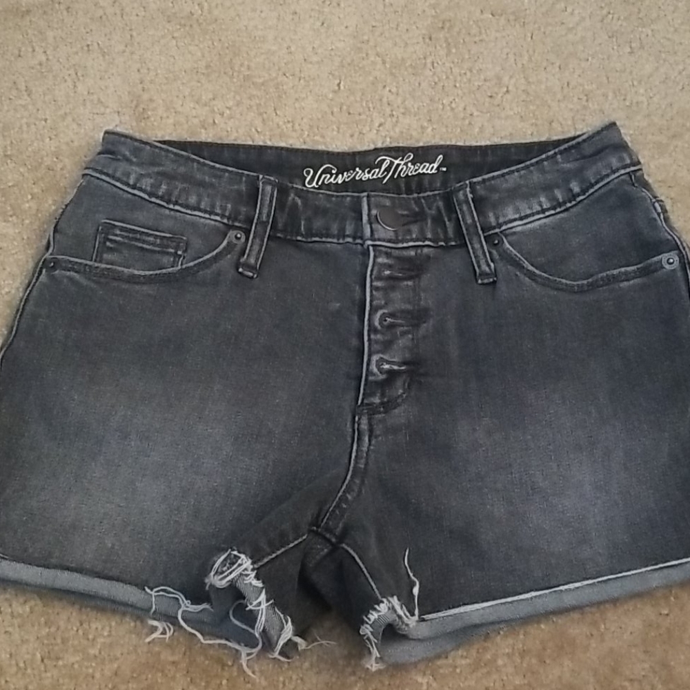 Faded was black denim shorts